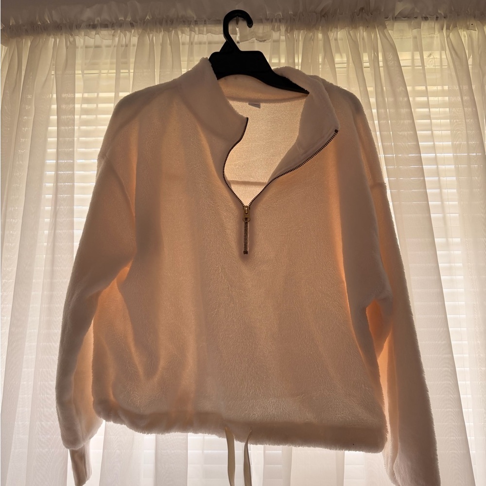 Women’s White Half-Zip Fleece Pullover Sweater Old Navy